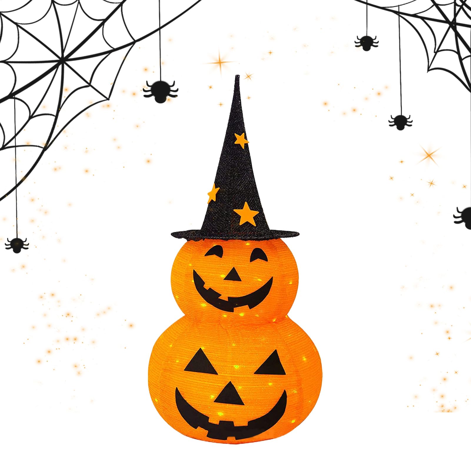 Lampka LED Dyniowa Halloween - Lampa Dyniowa Z Czarnym Cylindrem Do Sypialni | 8 Trybów O?wietlenie Dom Ogród Taras Sypialnia