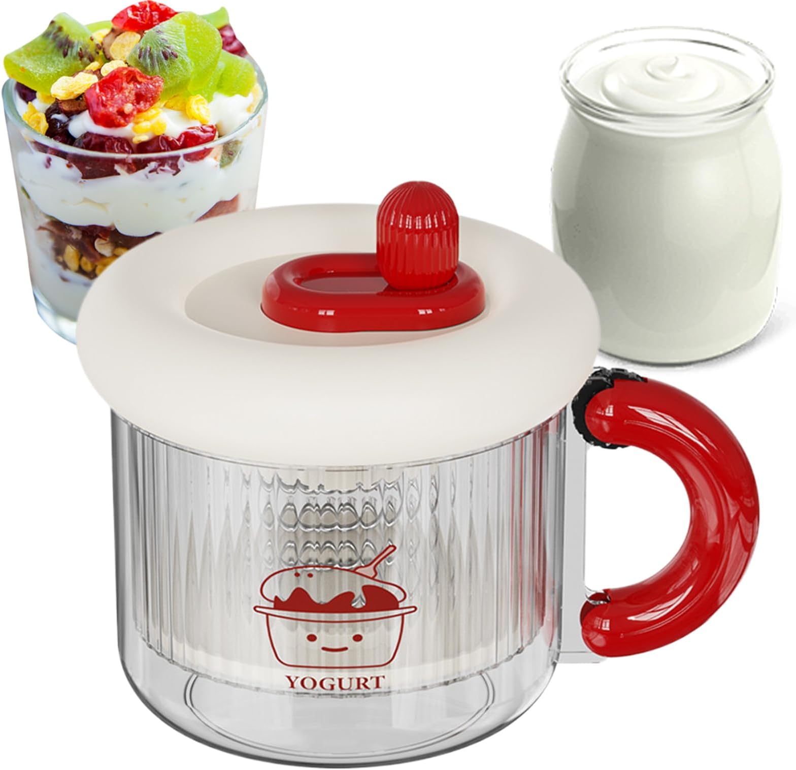 Yogurt Strainer with Lid - Whey Separator with Lid | Cheese Maker Reusable Fine Mesh Filter for Cream Diet Fitness Home Kitchen Men Women Soy Milk Breakfast Cooking Daily