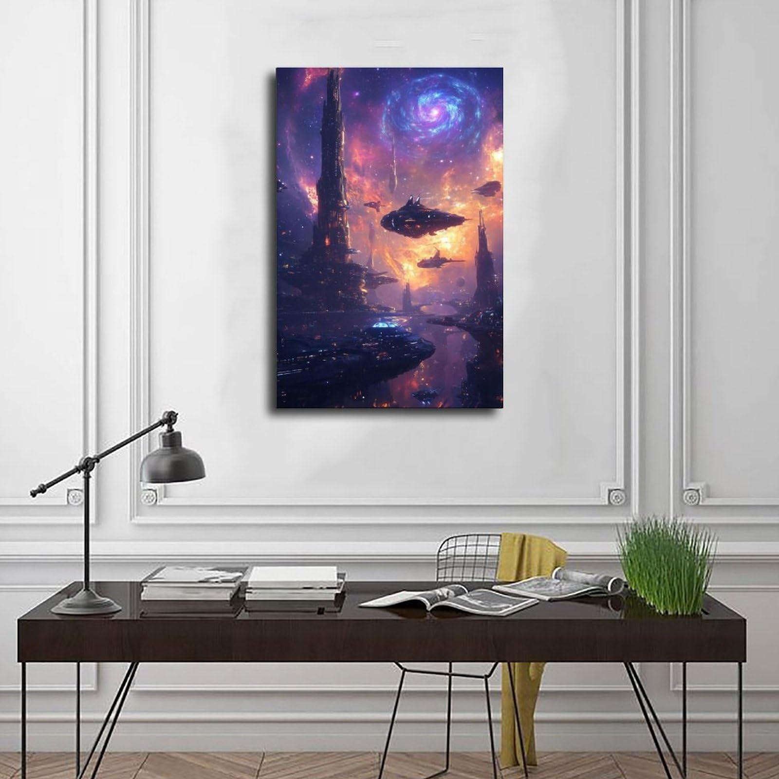 Poster su tela con scena interstellare di fantascienza surreale, poster artistico da parete, stampa per soggiorno, camera da letto, 60 x 90 cm