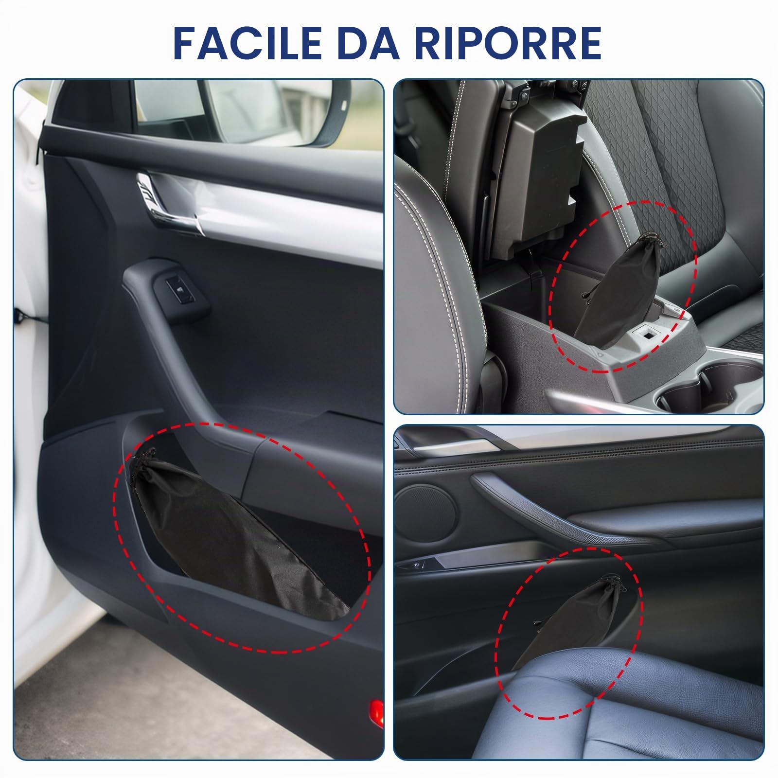 Parasole Parabrezza Auto 360° Rotante con Design a Molla Pieghevole 10 Nastri Protezione Solare Blocco UV Anteriore 140 * 74 cm