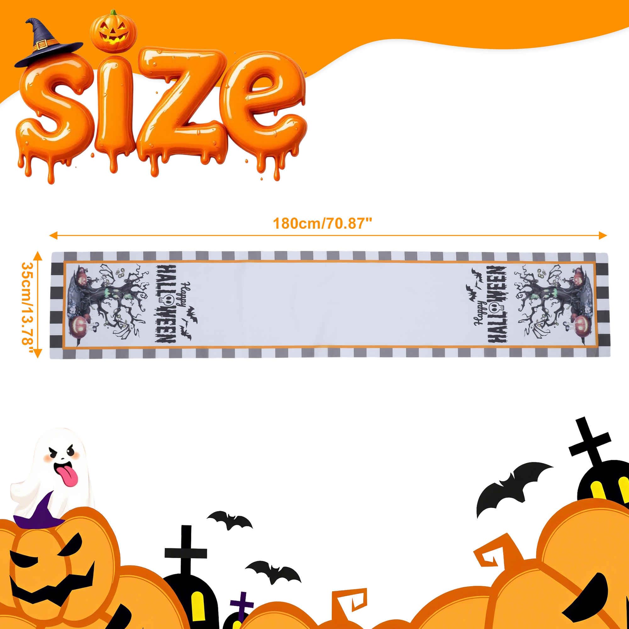 Gyrodymix Table Runners Halloween Tree Pumpkin Table Runner for Home Kitchen Dining Table Party Decorations Multicolor - Image 4