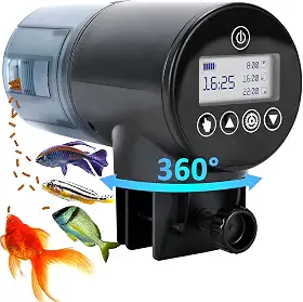 Netpeato Alimentador Automático de Aquário, Dosador Comida Peixes, 200 ml, Preto