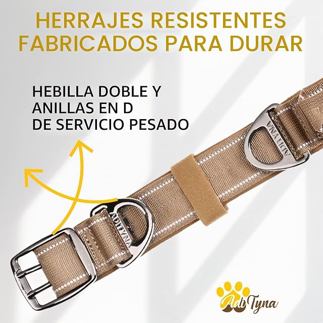 Foto 6 de 8 de ADITYNA Collar Táctico Resistente para Perro con Asa, Collar Grueso para Perros Grandes, Ancho, Reflectante