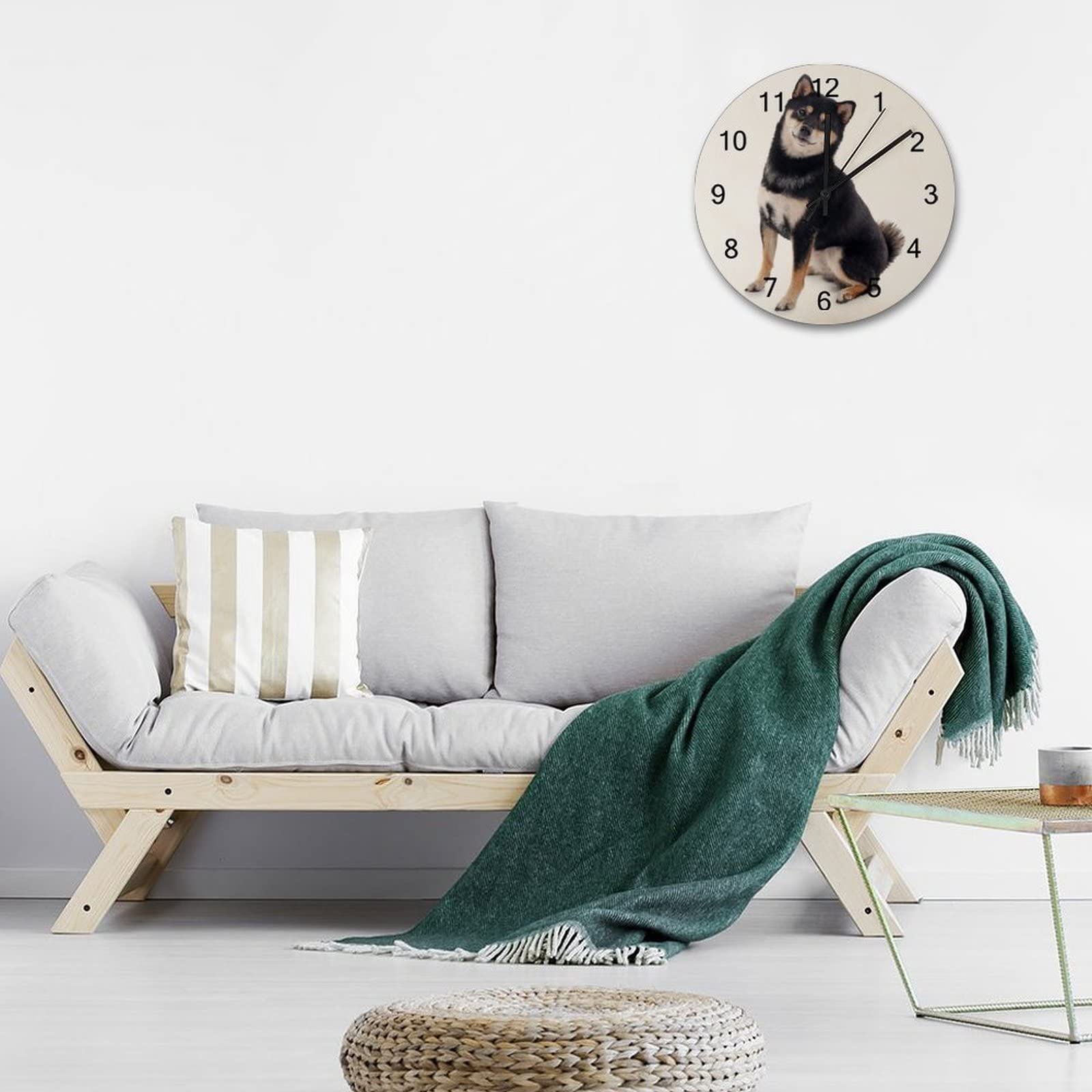 Amazon.co.jp: 柴犬 黒柴 可愛い 壁掛け時計 木製 おしゃれ 北欧 連続