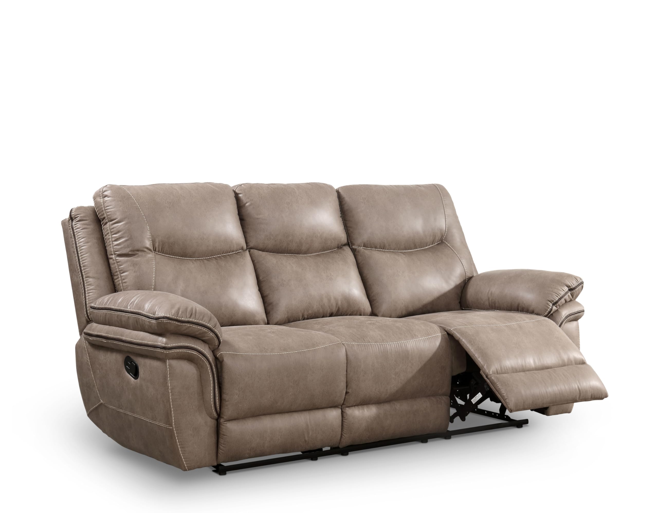 Steve SilverIsabella Adjustable Upholstered Manual Reclining Sofas, Two Cup-Holders and Storage, Contemporary Style, Dual Recliners and The Loveseat Console, 90" L x 37.4" W x 42" H, Sand