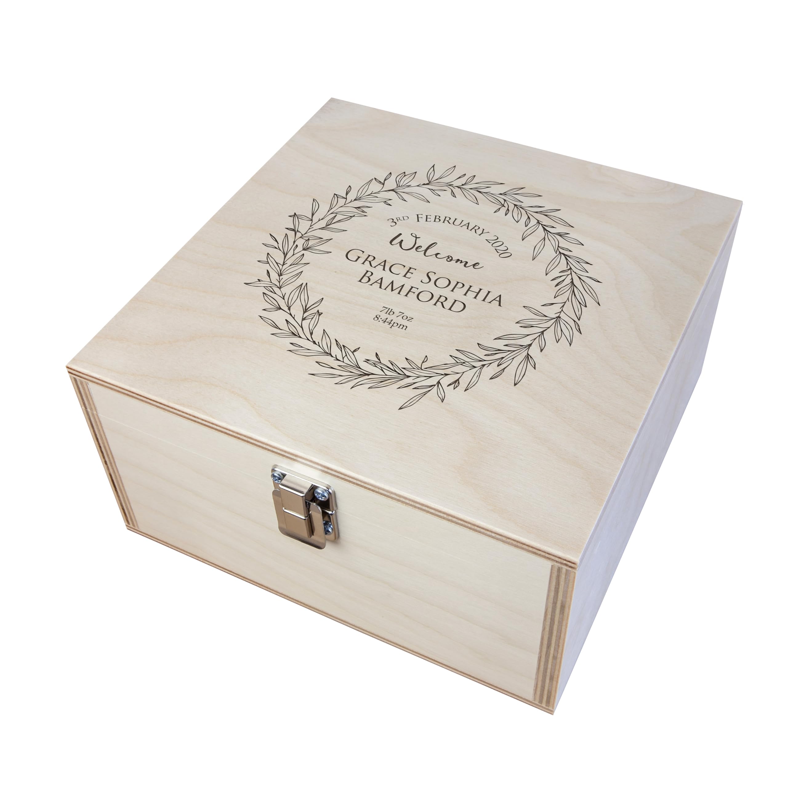 Personalised Baby Keepsake Wooden Box. Ideal for memories, cards, photos, clothes and gifts