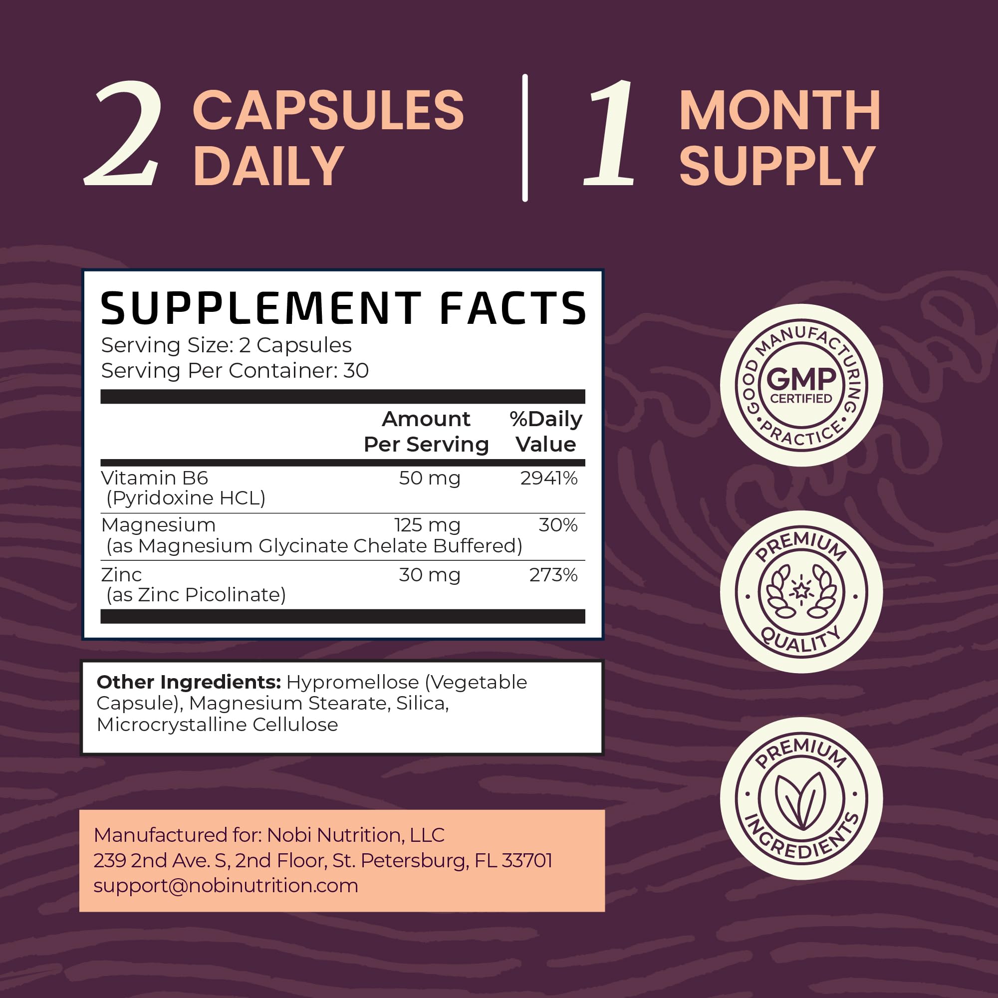 Zinc and Magnesium Supplement with Vitamin B6 | Women’s Hormone Balance, Menstrual Cycle & Immune Support | High Absorption Chelated Magnesium Glycinate with Zinc Picolinate and VIT B6 | 30 Ct.