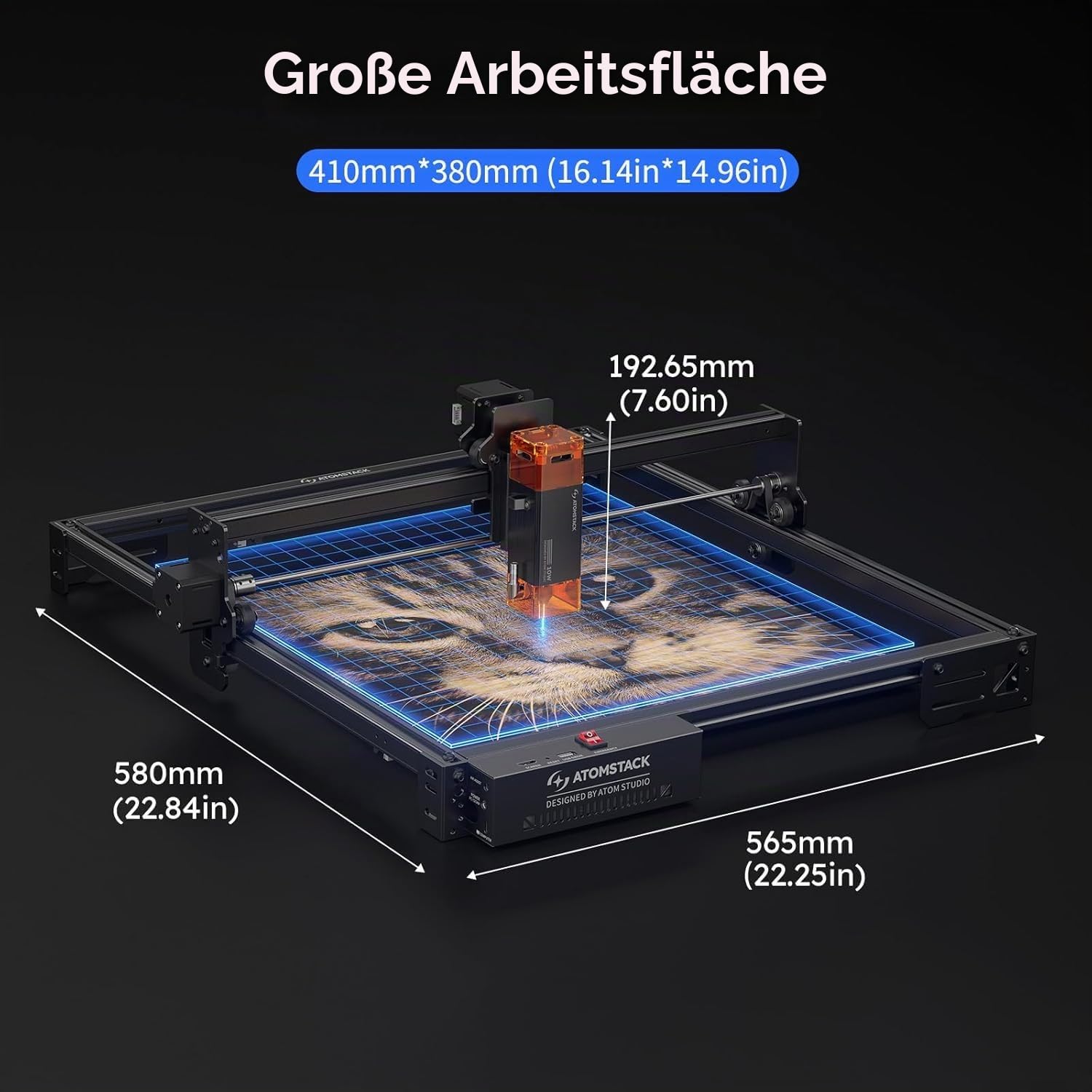 ATOMSTACK 10W Lasergravierer, A10 PRO V2 Laser Cutter, 0.06mm Hochpräzisions-Laser Graviermaschine für Holz und Metall, dunkles Acryl, Glas, Leder