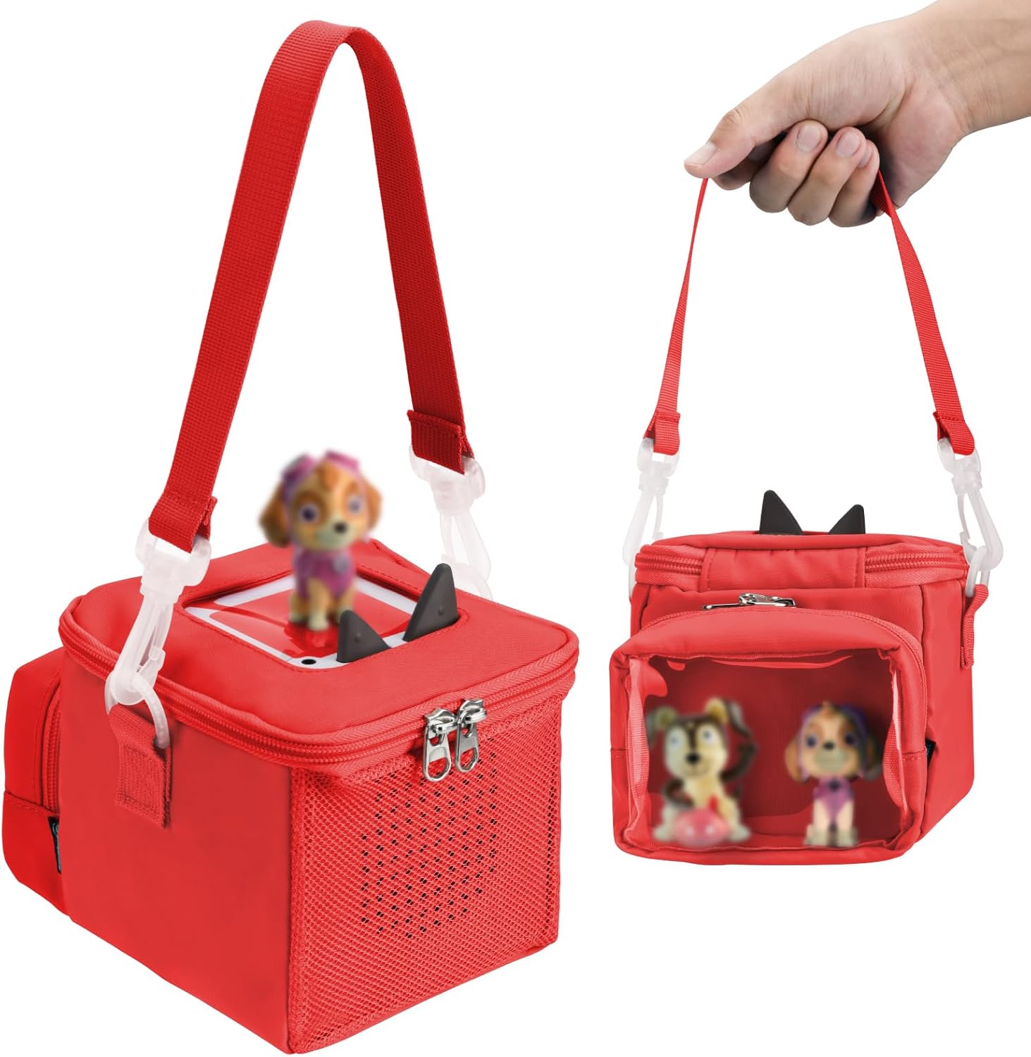Beautyflier Carrying Case for Toniebox 1 and 5-6 Figurines, Orange Red