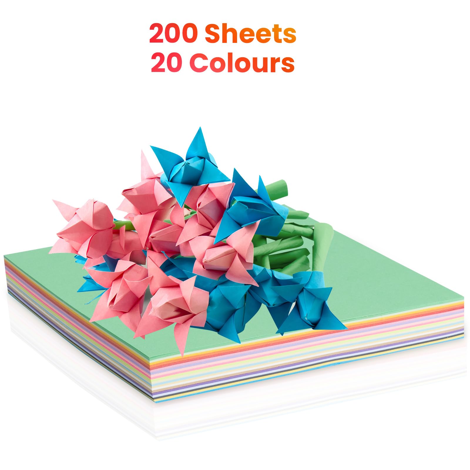 ONLYQIQIU 200 Sheets Origami Paper Square 15CM X 15CM 20 Colors Craft Paper Coloured Double Sided Kids Children's DIY Arts & Crafts Handmade Projects70gsm Coloured Paper20 Colours200 Sheets15CM - Image 3
