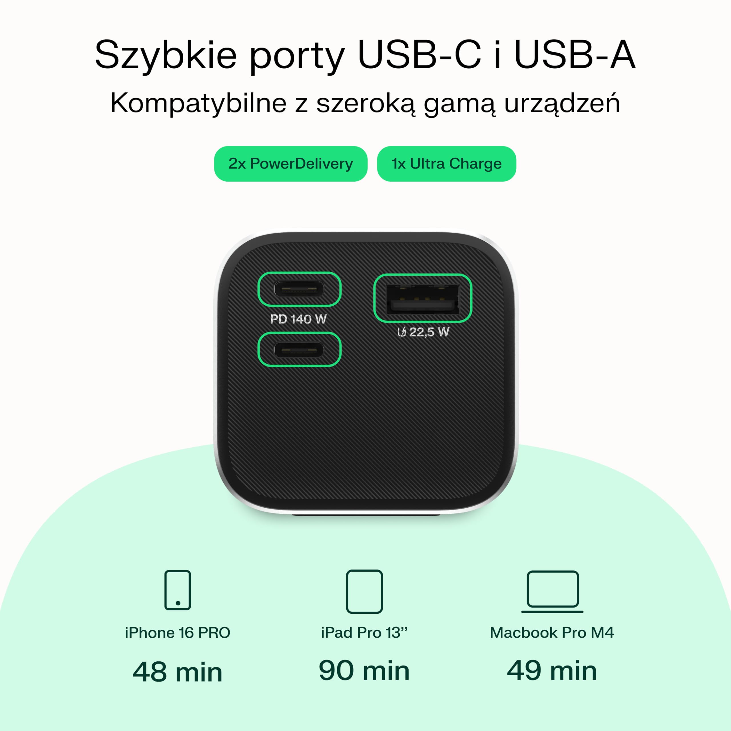 Greencell PowerPlay Ultra Powerbank 25200 mAh 140 W, USB-C PD, szybkie ładowanie laptopa, MacBook, iPhone 16/15/14 Pro Max, wyświetlacz LCD, zewnętrzna ładowarka do urządzeń o dużym zapotrzebowaniu na