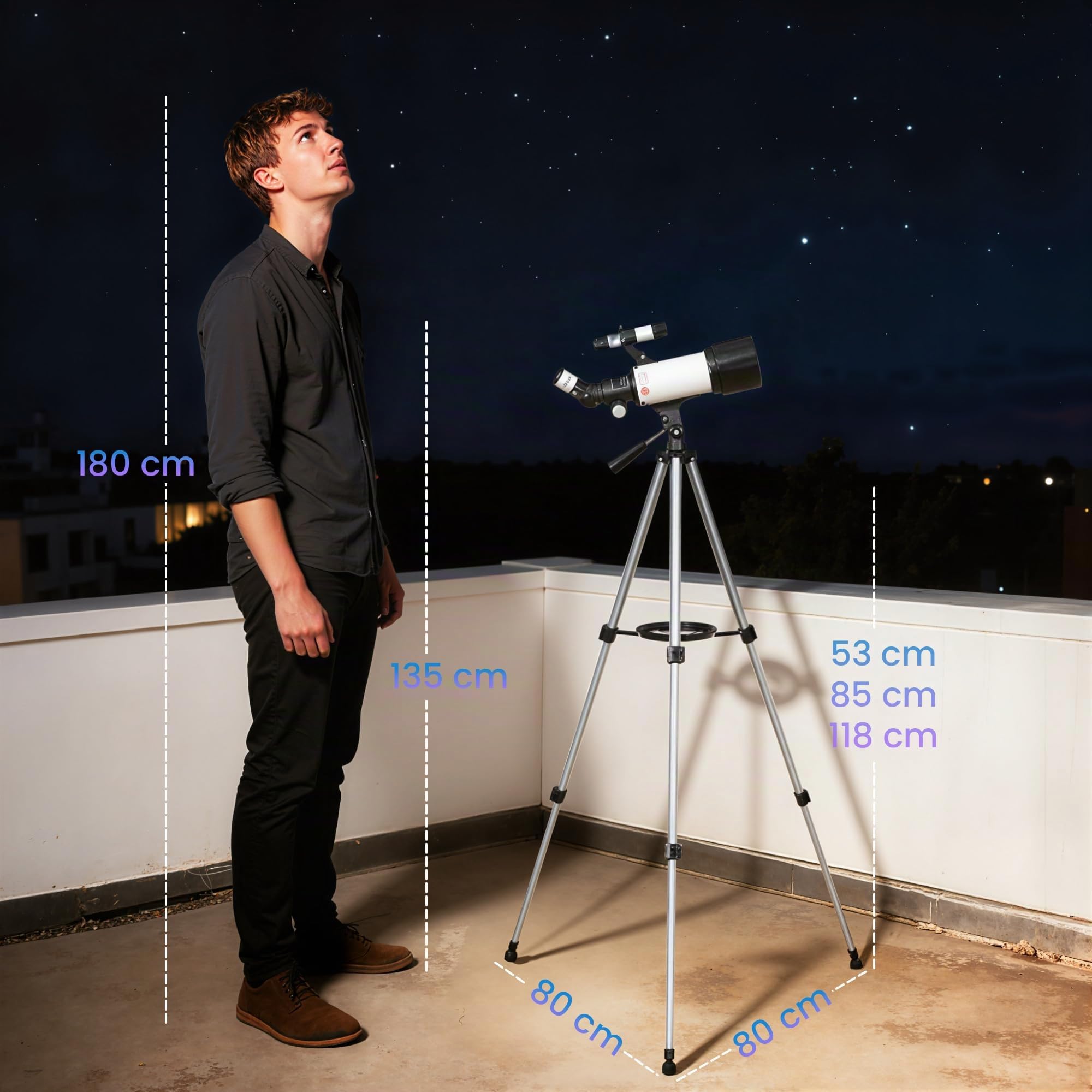 Outsunny Télescope Astronomique pour Adultes et Débutants 70 mm Blanc