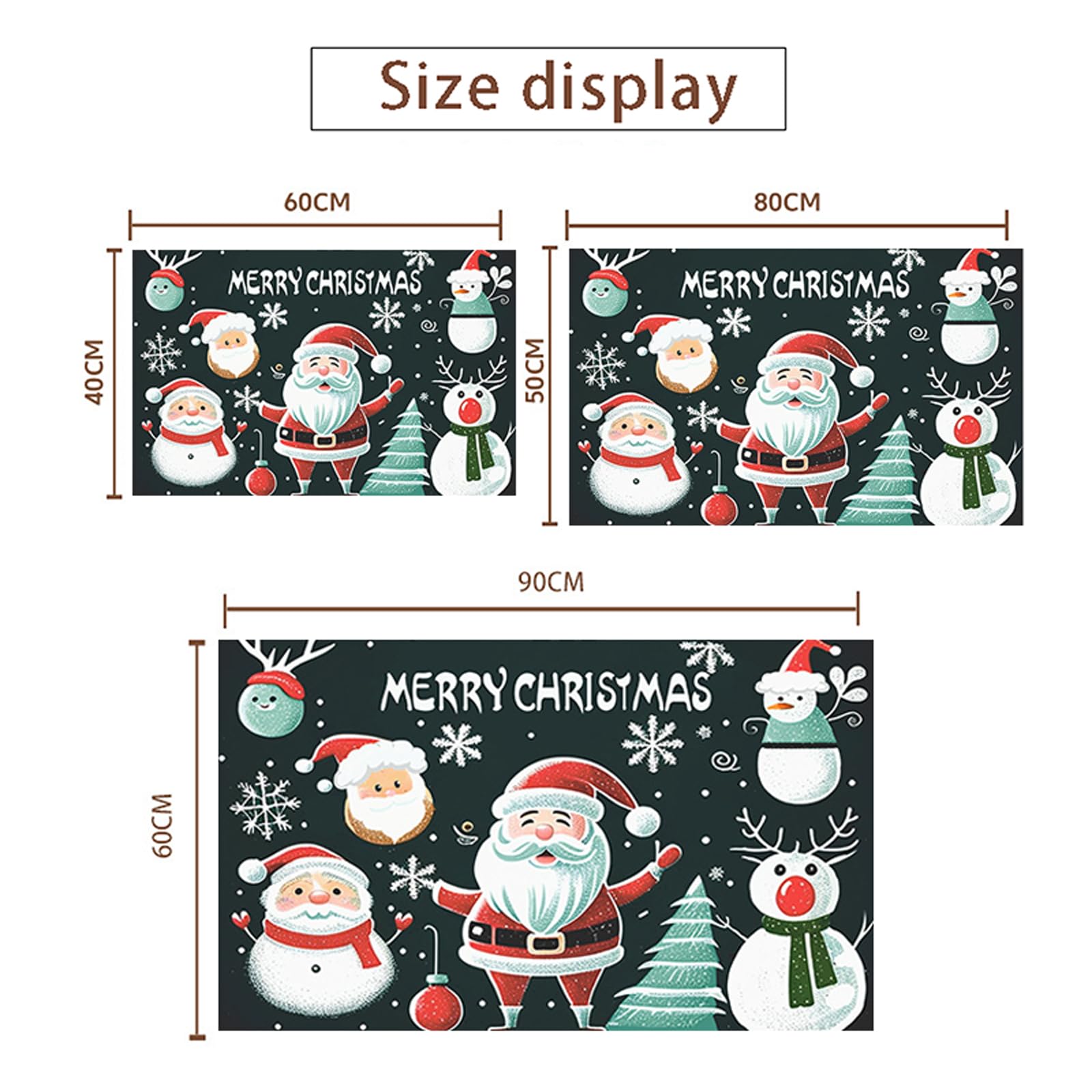 Zenithia Felpudos Navidad Papa Noel Muñeco de Nieve Alfombras Navideñas Felpudo de Antideslizante y Lavable Alfombra Entrada para Entrada Sala de Estar Dormitorio baño decoración de Navidad