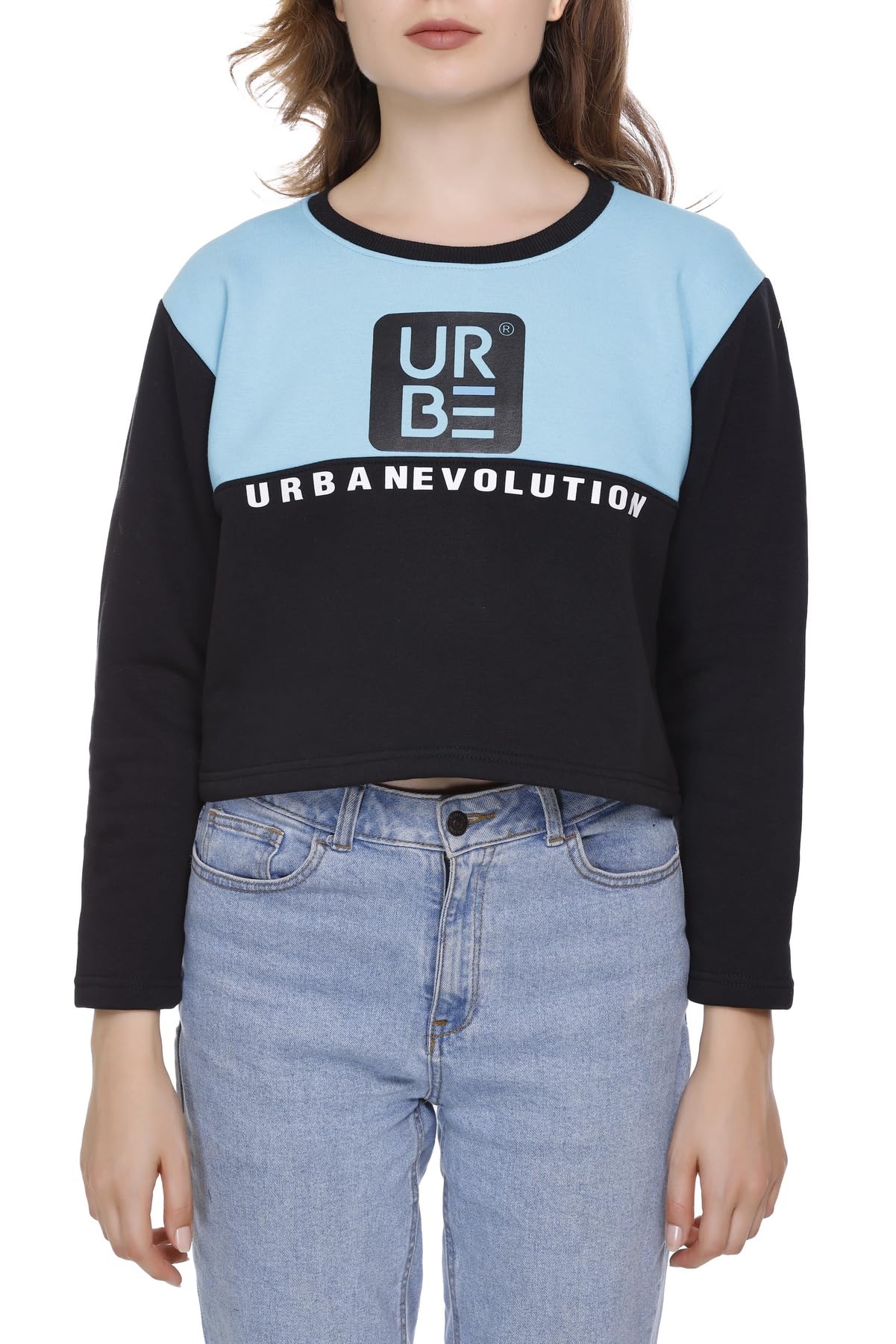 URBE -URBAN EVOLUTION Trendy Sweatshirt for Women (in, Alpha, S, Regular, SKNB) 1