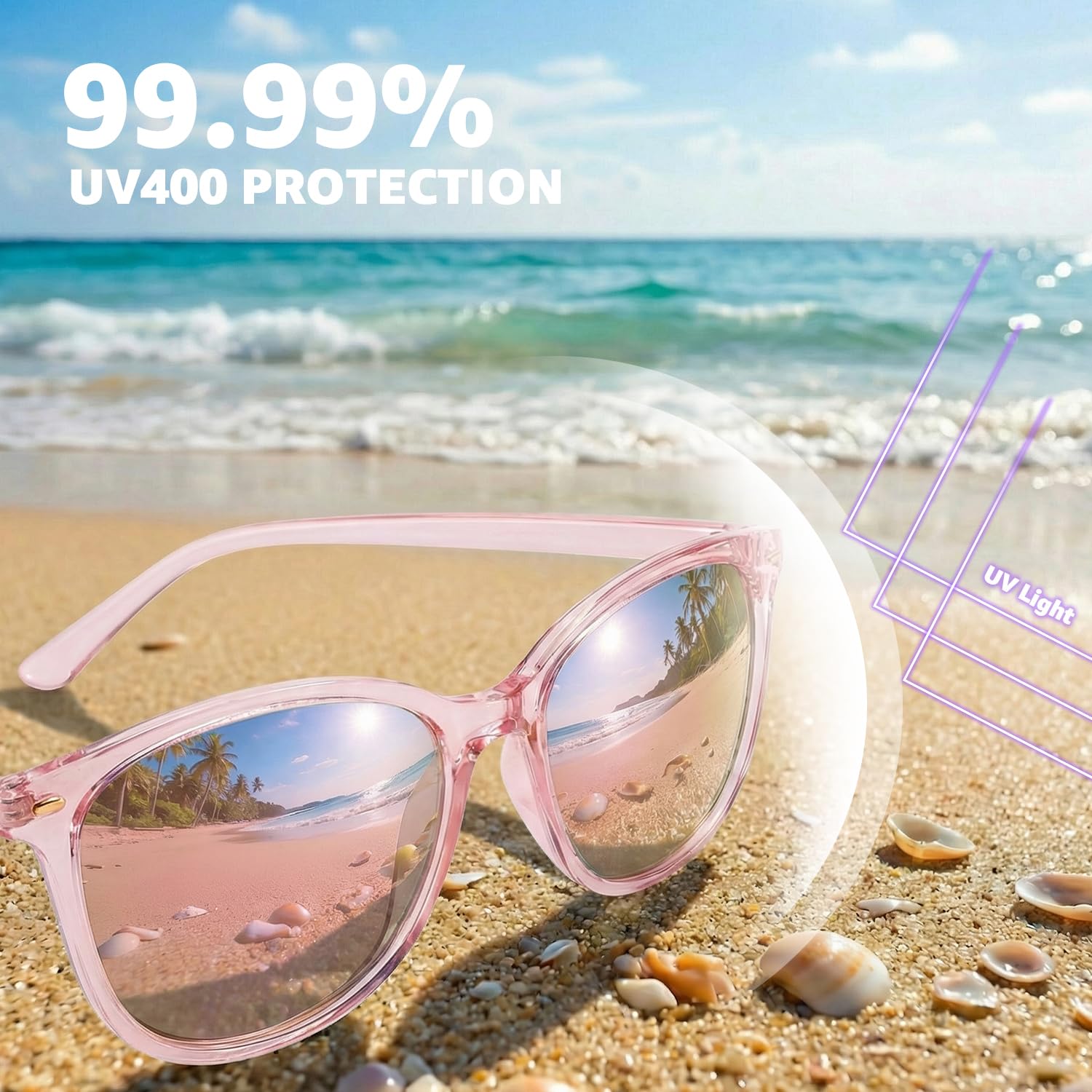 Myiaur Lunettes de Soleil Polarisées Femme,Protection UV400 pour Conduite | Anti Glare Lens, Carrée, for Daily Wear & Driving