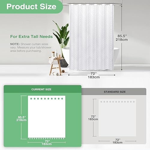 Vista 56 de Dynamene - Cortina de ducha, bohemia y rústica con rayas con chebrón en relieve, cortina texturizada para decoración de baño, juego de cortina A.
