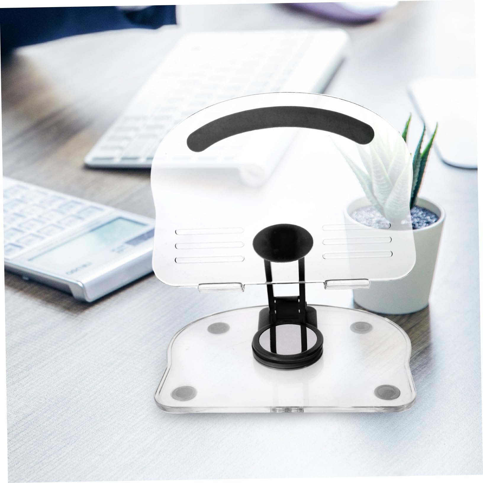 Soporte para Tableta Plegable y Antideslizante, Diseño Compacto y Ligero, Ajustable en Ángulo para Cocina y Escritorio, Color Negro, Adecuado para Usuarios Prácticos y Versátiles