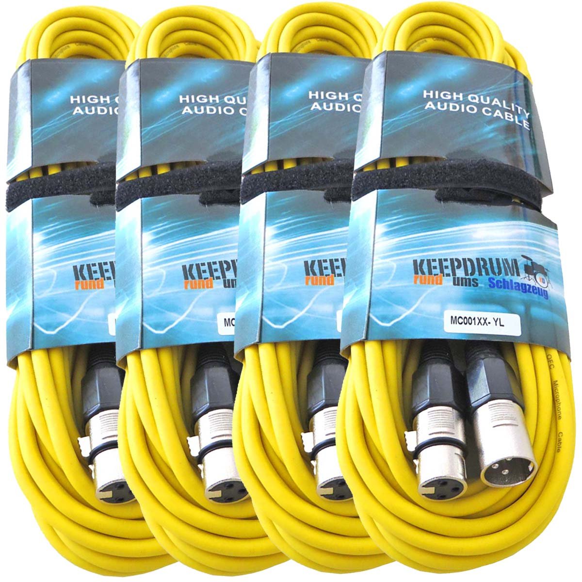 keepdrum MC-001XX YW - Cable de micrófono (10 m, 4 unidades), color amarillo