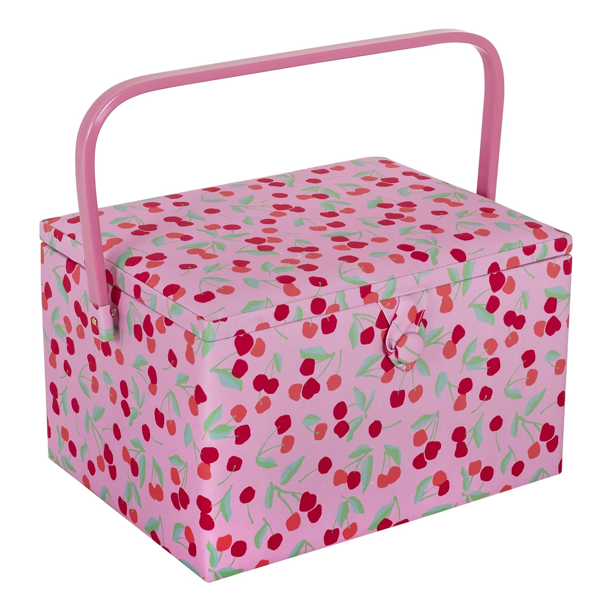 Hobby Gift Cherry Large Sewing Box Organiser With Handle - Sewing Storage Box, Craft Storage Boxes With Compartments For Tools And Accessories - 23.5 X 31 X 20Cm,