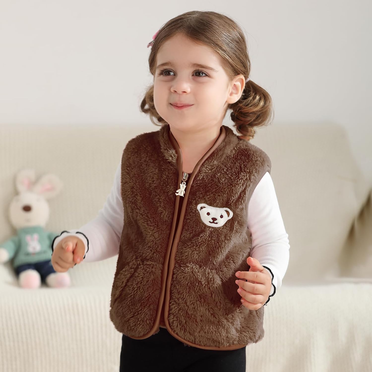 Baby Boys Girls Fleece Vest Zip Up Cute Bear Jackets Fuzzy Fall Winter Warm Clothes Newborn Outwear for Toddler Infant - Image 5