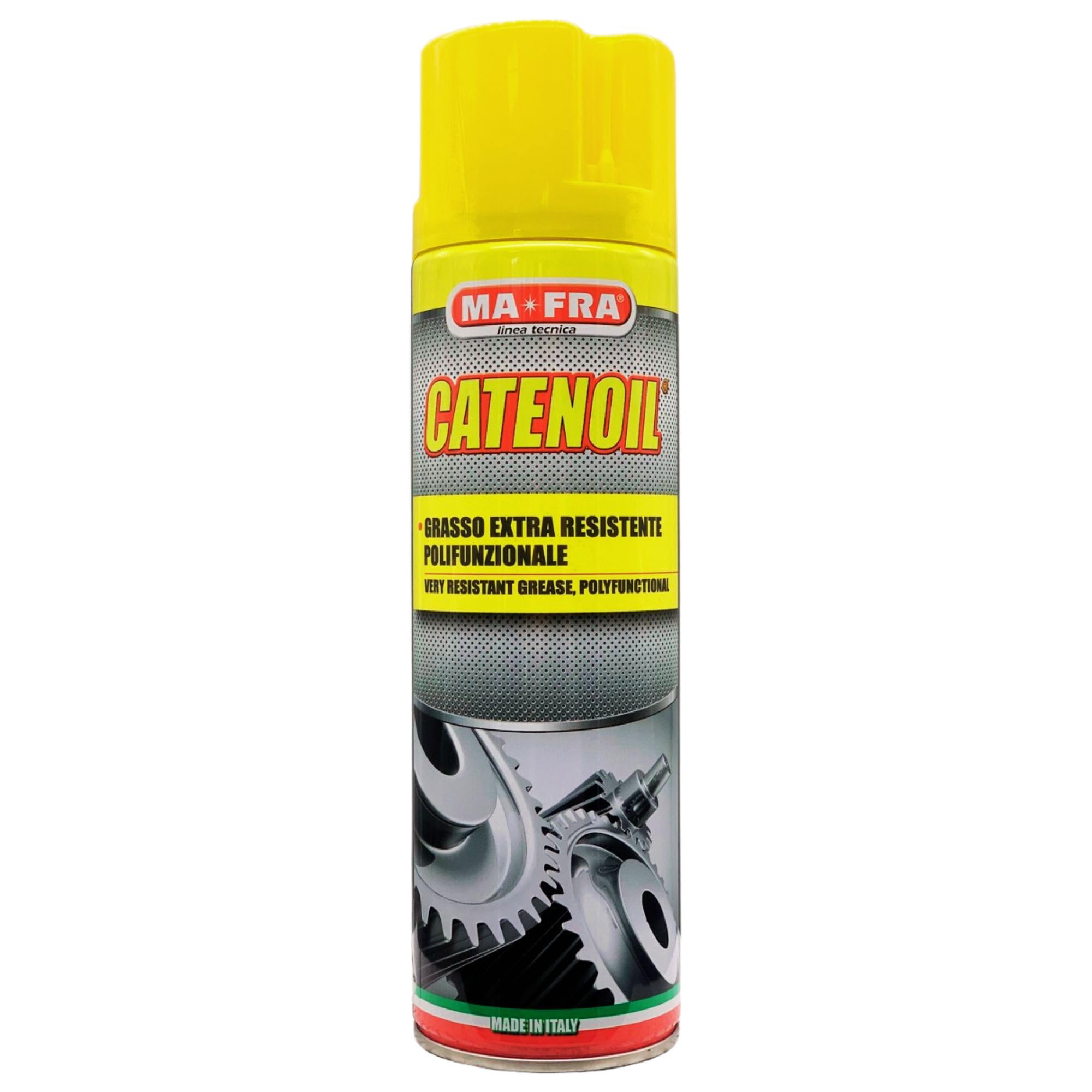 SET: Grasso Spray Extra Resistente Polifunzionale CATENOIL, Lubrifica e Protegge In Modo Ottimale Ogni Tipo Di Catena 500ml + Confezione Da 5 Panni In Microfibra (3xSpray+Panni)
