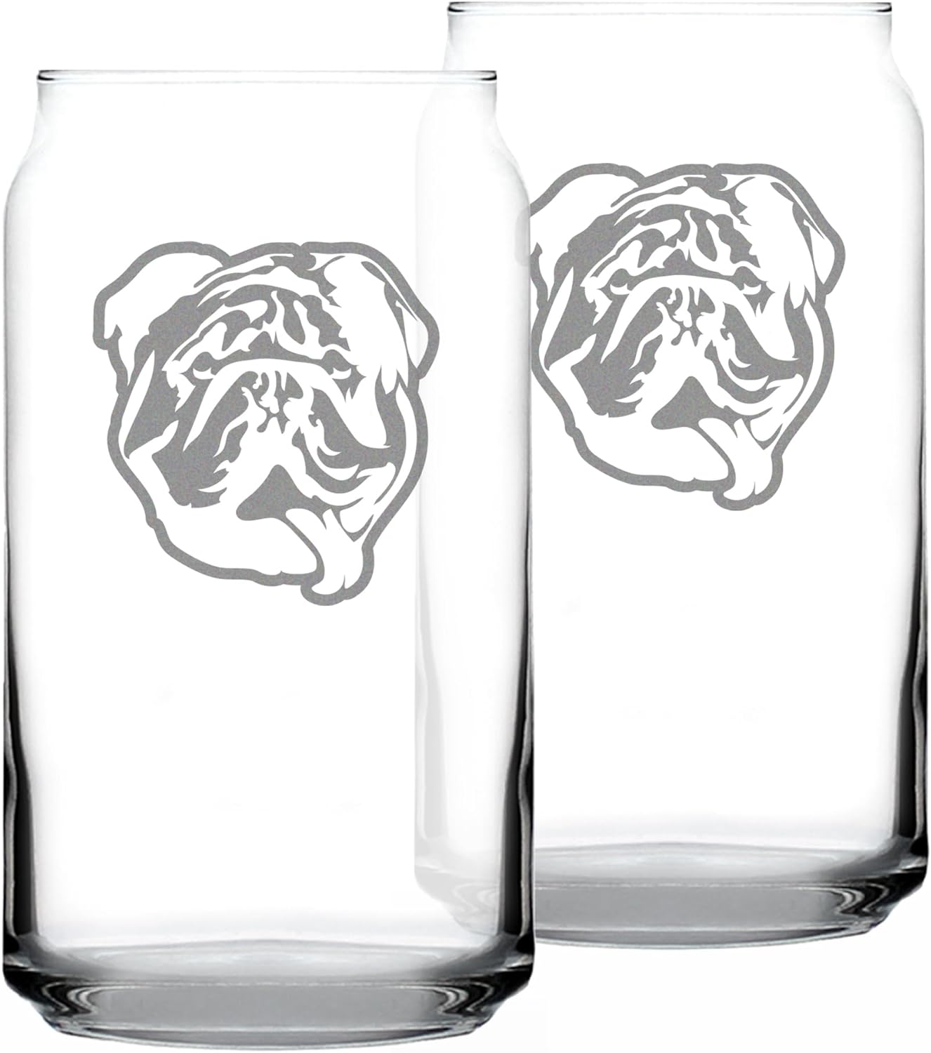 English Bulldog - Beer Can Pint Glass Gifts for Men & Women - Set of 4 - Fun Unique Bulldogs Decor