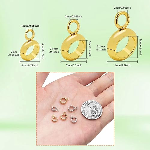 Miniatura 3 de 90 cuentas de acero inoxidable de 3 tamaños, cuentas de tubo de fianza de columna, cuentas de tubo de fianza de acero inoxidable para colgar