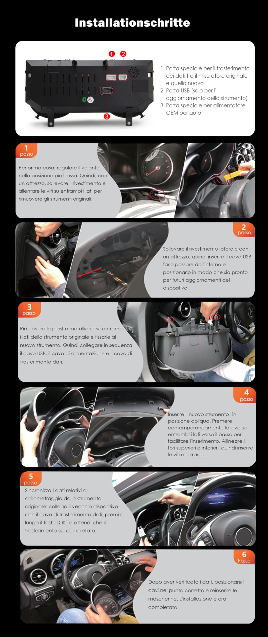12,3" Quadro Strumenti Digitale per Mercedes Benz Classe A W176 Classe GLA X156 Classe CLA C117, Cruscotto Display LCD, Indicatore Tachimetro Supporta TPMS, Temperatura Olio, Pulsanti al Volante