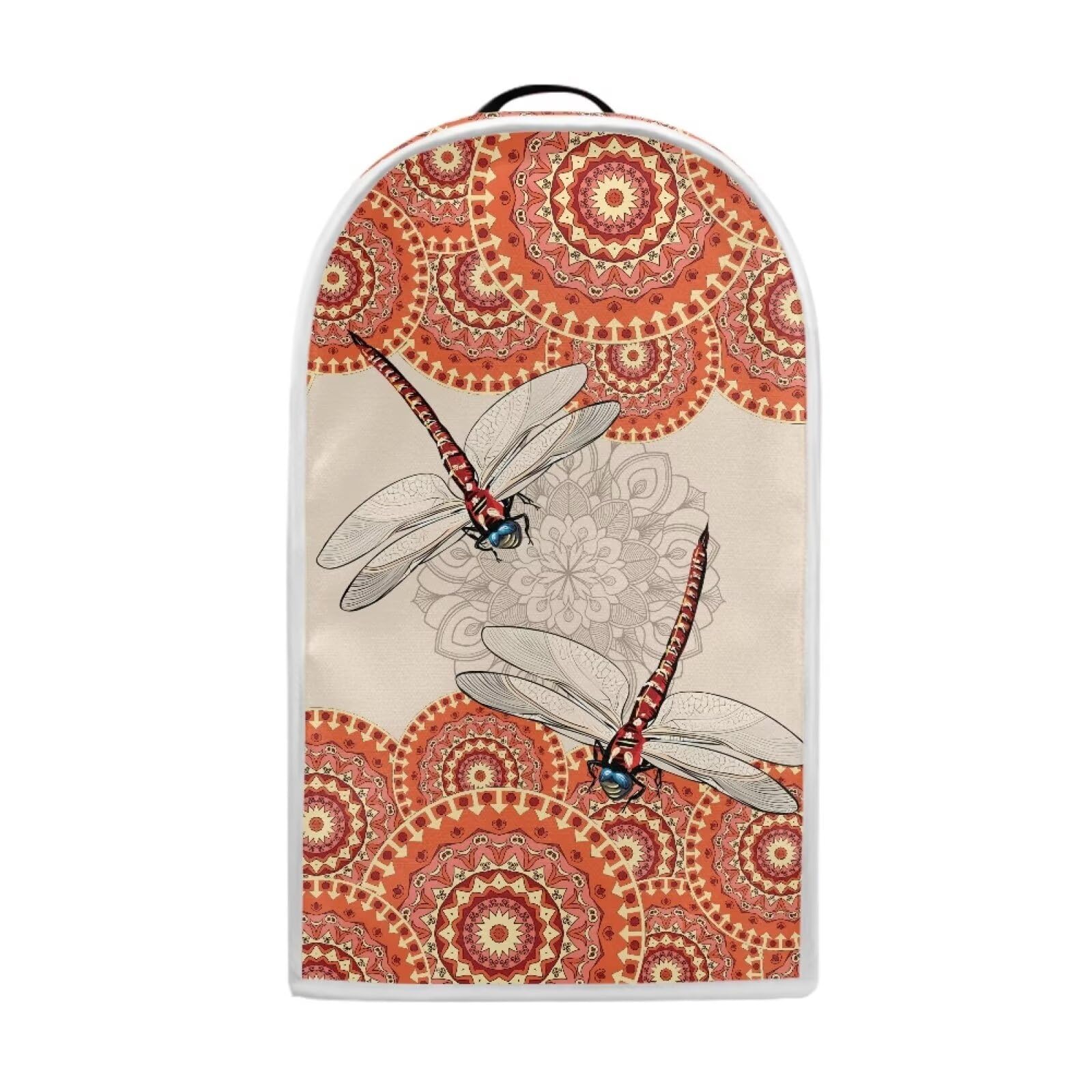 TODIYADDU Dragonfly Floral Blender Cover Orange Mandala Stand Mixer Cover with Top Handle Personalized Coffee Machine Cover Food Processor Dust Cover Lightweight Blender Dust Cover Decorations.