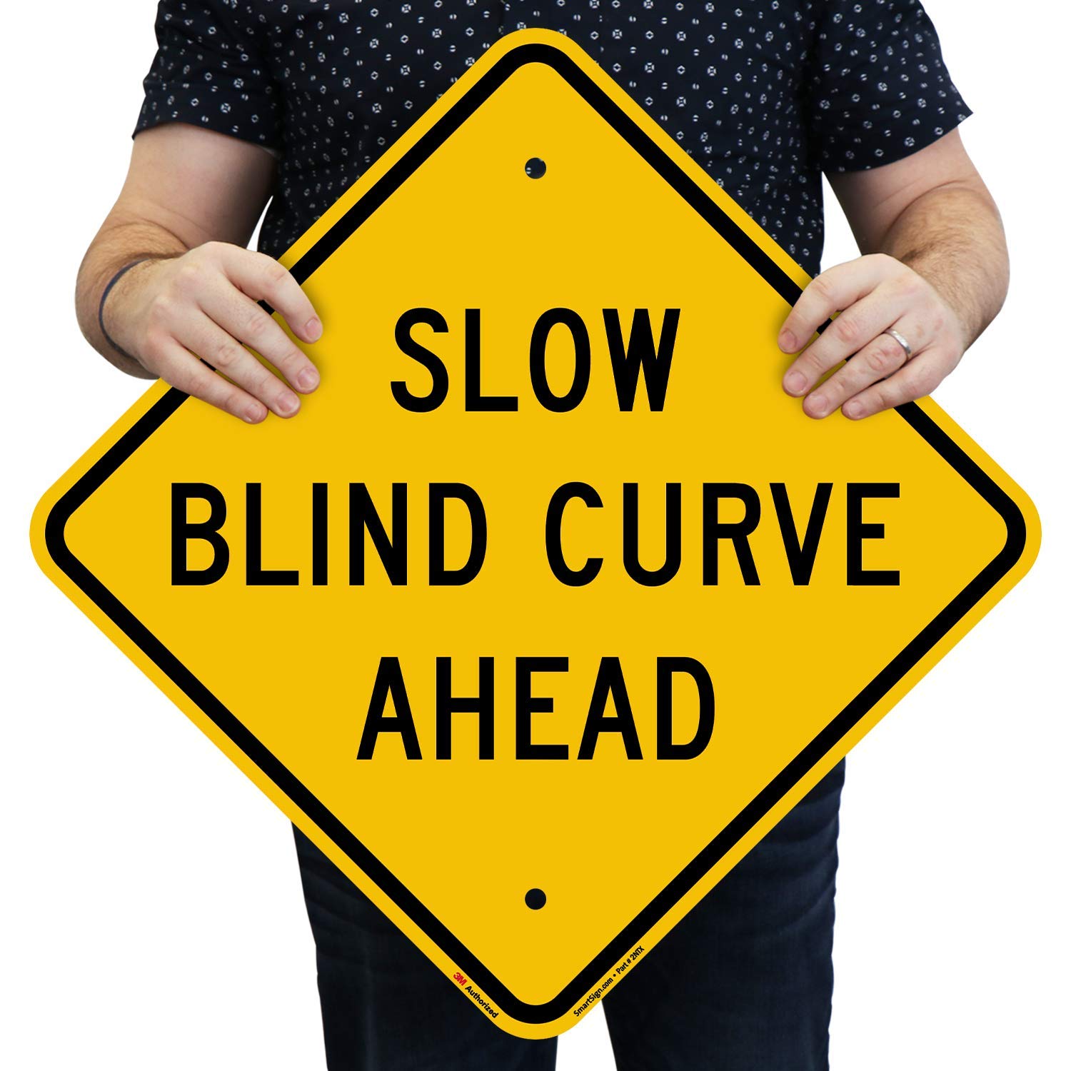 3m Reflective Slow Blind Corner Warning 24x18 Inch SmartSign 24x18 ...