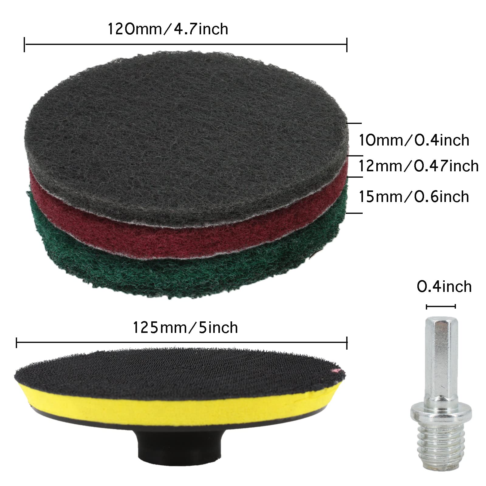 33 piezas de 5 pulgadas de taladro cepillo eléctrico para limpiar las almohadillas de limpieza con gancho y bucle soporte de almohadilla para limpieza de mangueras