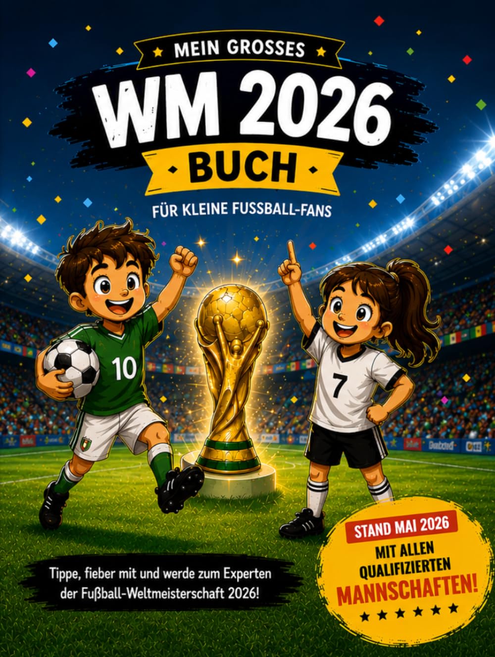 Mein großes WM 2026 Buch für Kinder: Das Fußball-Mitmachbuch zur Weltmeisterschaft 2026 mit allen qualifizierten Mannschaften, Spielplan, Tipps, Ausmalbildern und Erinnerungsseiten.
