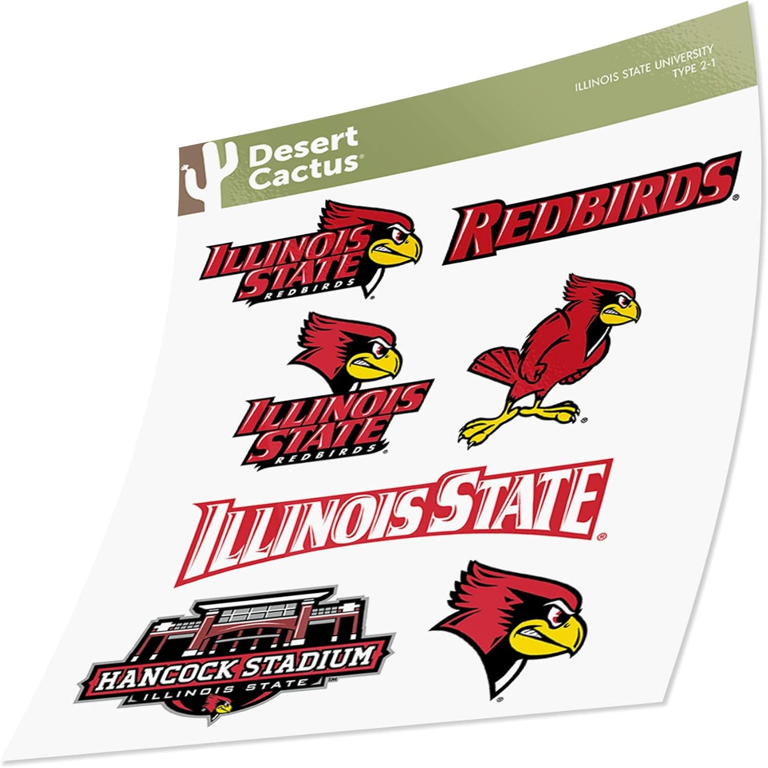 Desert Cactus Illinois State University Redbirds ISU Sticker Vinyl Decals Laptop Water Bottle Car Scrapbook Sheet T2 (Type 2) - Image 3