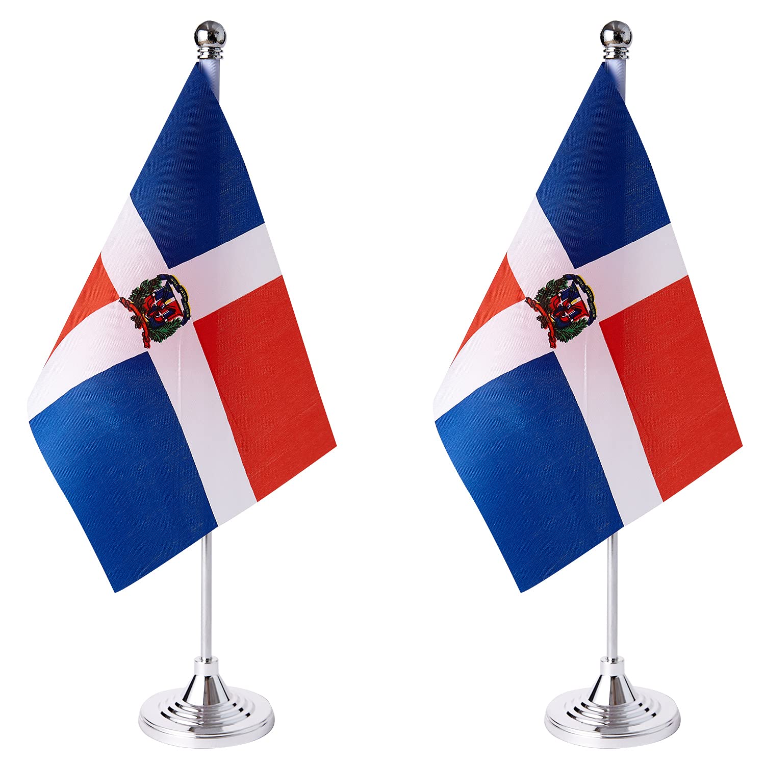 ZXvZYT 2 Pack Dominica flag Dominican Table Flag Small Mini Dominican Republic Desk Flags With Stand Base,International Festival Events Celebration Decorate,Home office Decorations