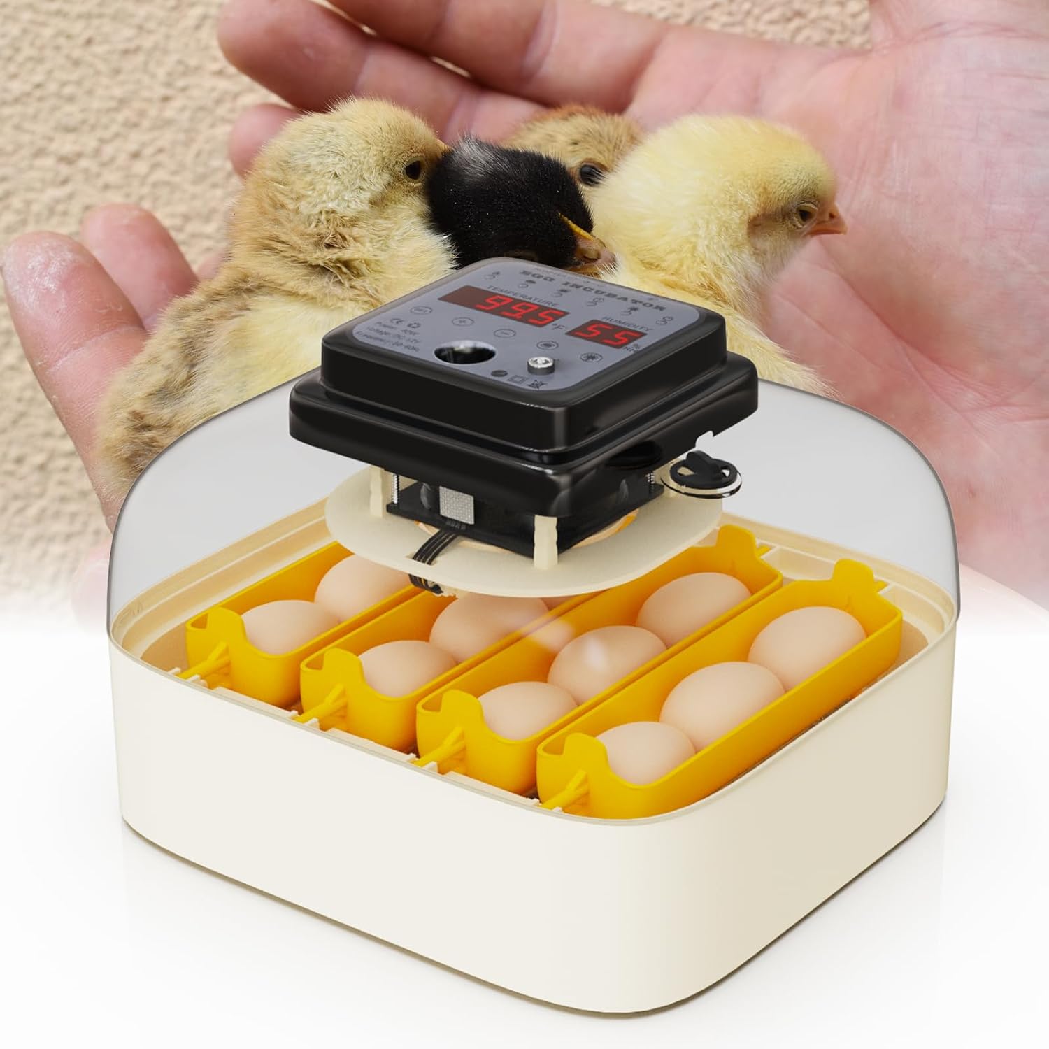 Egg Incubator with Automatic Egg Turning and Humidity Control, 16 Egg Incubators for Hatching Eggs with Auto Water Refilling and LED Egg Candler, Chicken/Duck/Quail Egg Incubator for Beginners/Farmers