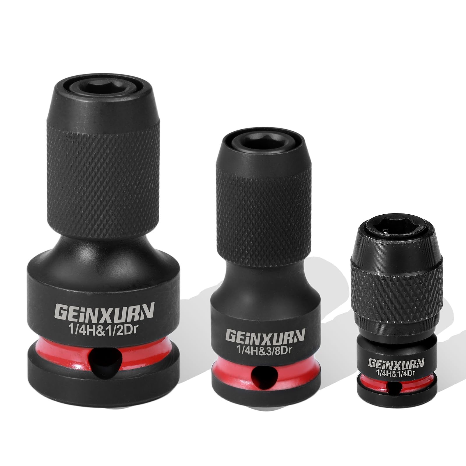 3PCS Impact Screwdriver Bit Holders Include 1/2-inch, 3/8-inch and 1/4-inch Square Drive to 1/4-Inch Quick Release Hex Socket Adapter for Impact Wrench