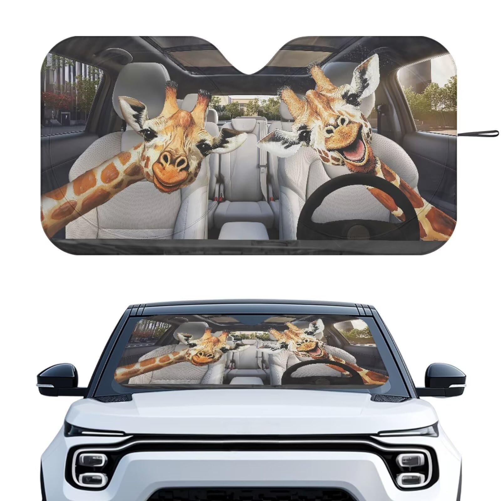 Giraffe Car Sun Shade for Windshield Auto Sun Shades Foldable Automotive Interior Accessories for Sun Protection Protector Accessories for Car Truck SUV