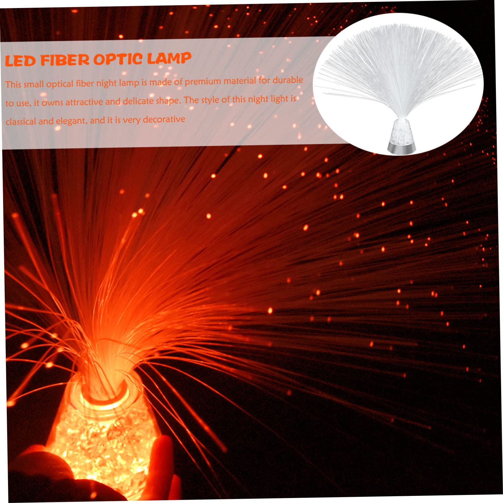Lurrose Fiber Optic Lamp Battery/ -Powered Sensory Fiber Optic Lamp Colorful Lights Home Decor