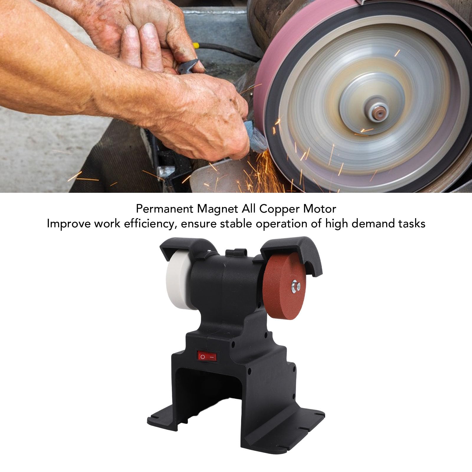 Asixxsix Mini Smerigliatrice da Banco, Rettificatrice Elettrica Multiuso, Piccolo Affilacoltelli da Banco Kit Fai da Te per Metallo, Legno, Fabbricazione di Coltelli, Senza Batteria