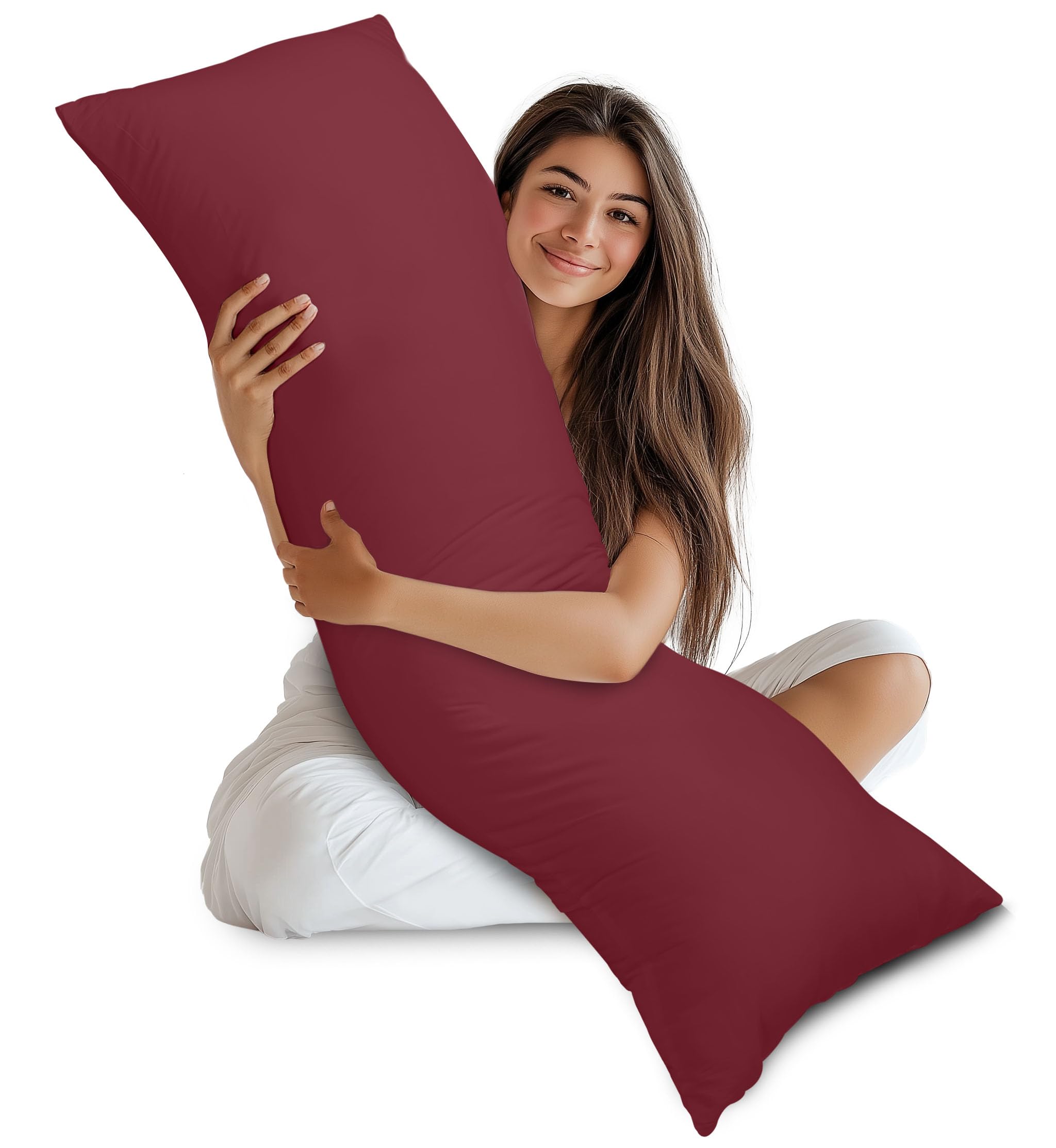 Utopia Bedding Full Body Pillow for Adults (Burgundy, 20 x 54 Inch), Long Pillow Insert for Sleeping, Ideal for Side Sleepers