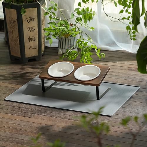 Miniatura 7 de FUKUMARU Juego de 2 cuencos de cerámica para mascotas, cuencos de alimentos para calentar microondas, alimentos para gatos y perros y agua para