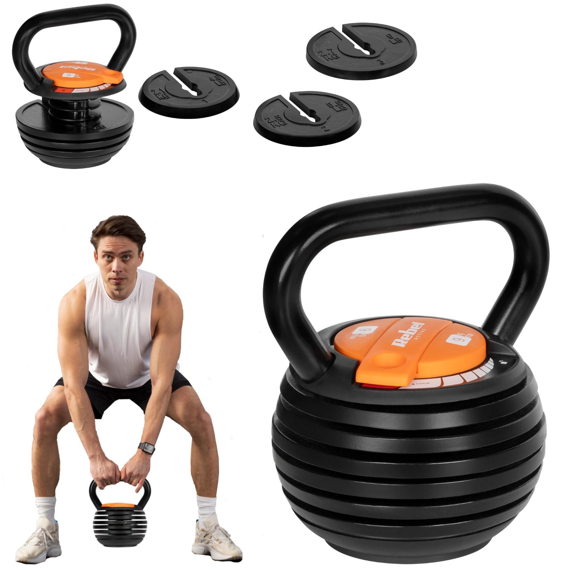 Rebel Kettlebell Cast Iron Automatic Adjustable 9kg RBA-2324-9