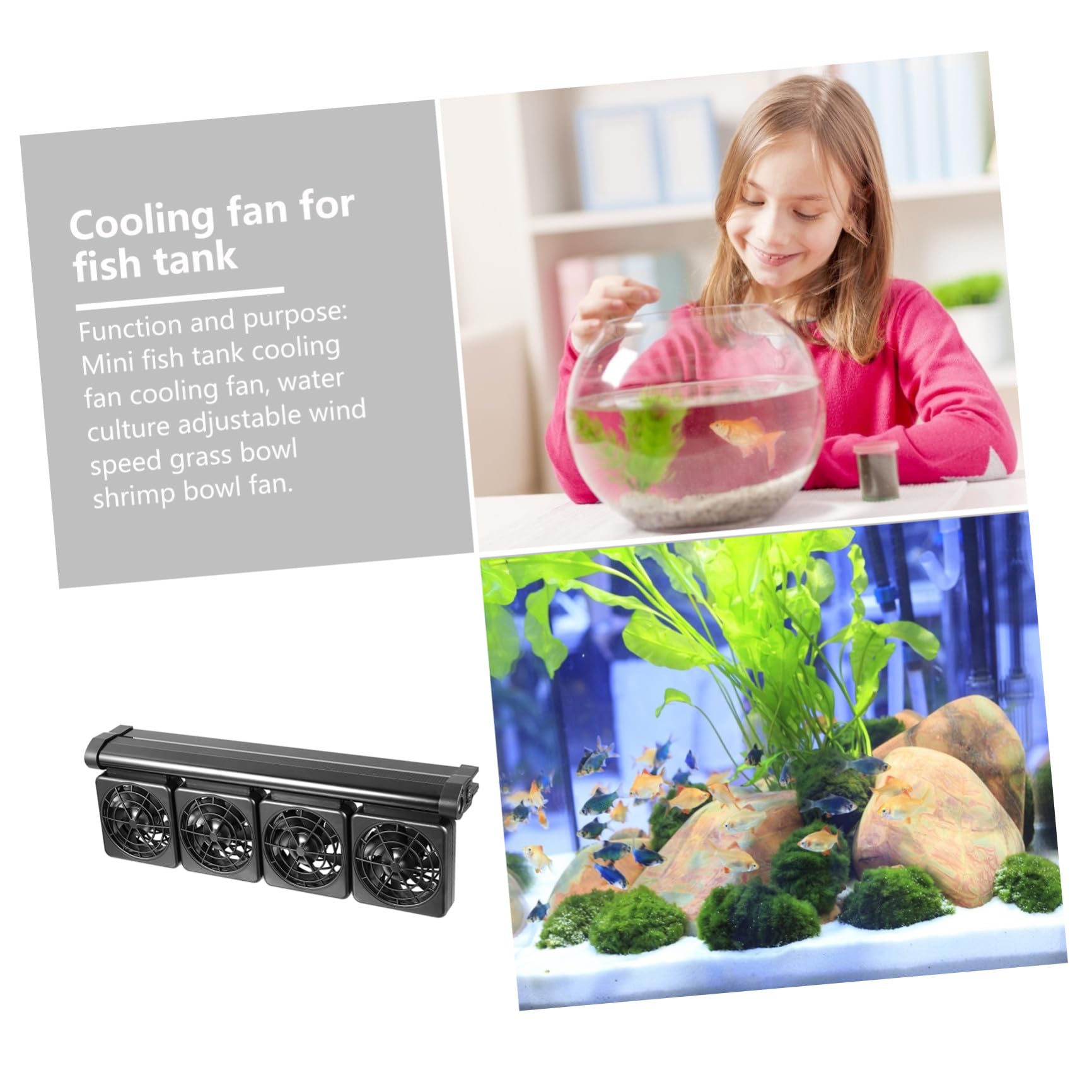 Ciieeo Verstellbarer Aluminiumlegierung Kunststoff Aquarium Kühlventilator aus Sommerurlaub 2 stufige Windgeschwindigkeit und Geeignet für Süß und Salzwasseraquarien