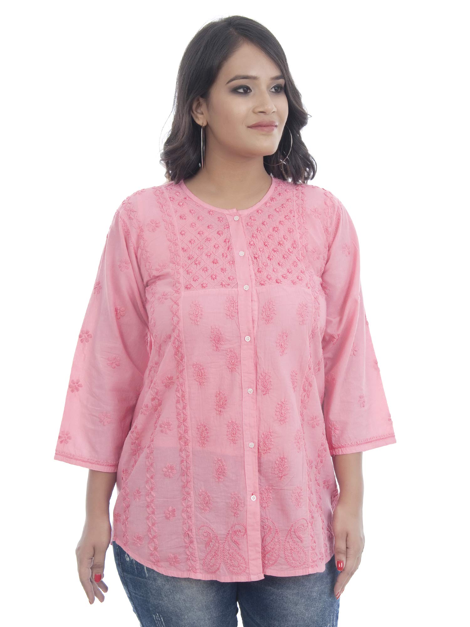 sanvi collections Hand Embroidered (Lucknowi Chikankari) keel Shirt for Women 3XL A086103-picture-49