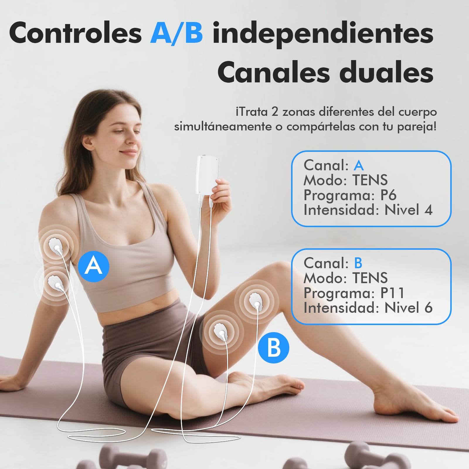 Electroestimulador Muscular 3 en 1 TENS EMS Masaje Electrodos con 36 Programas 2 Canales 10 Electrodos TENS 20 Niveles de Intensidad para Muscular Relajación - 3