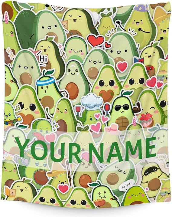 Blanket for Girls - 50"x60" Personalized Cute Avocado Throw Gifts - Colorful Soft Fuzzy Blankets for Bed, Couch & Living Room