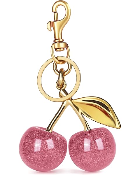 OVRUNS Cherry Bag Charm Cute Cherry Accessories Sparkling Purse Charms for Women