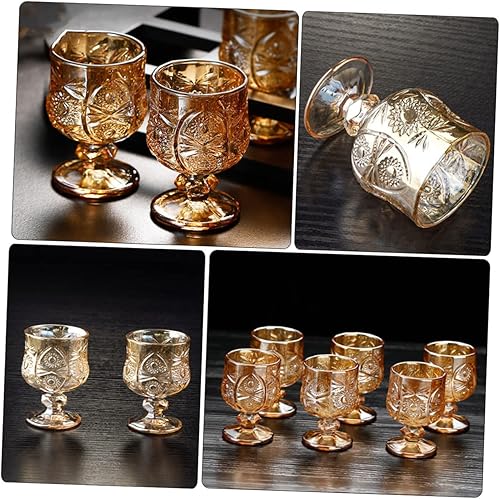Vista 8 de FUOYLOO 2 unids Copa de vino Oporto Copas Bebidas Vaso de Bebida Taza de Tallo Mini Vintage Cáliz Vasos de Vidrio Multifunción Copa Cordial Vasos