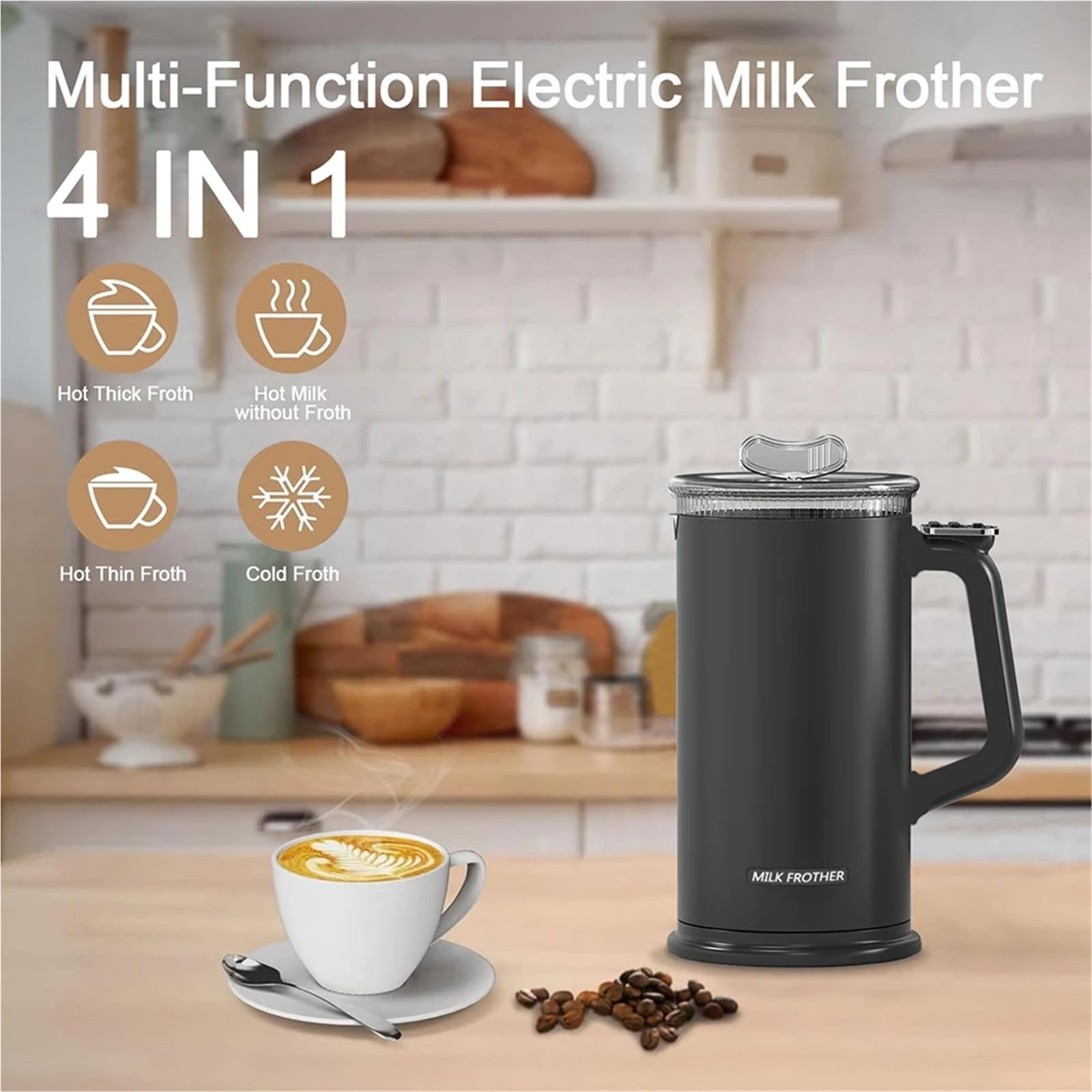 350 Ml/11,8 uncji Elektryczny spieniacz do mleka Automatyczny Spieniacz Do Mleka Gorący/Zimny Kontrola Temperatury Do Kawy Mlecznej, Cappuccino, Czekolada I Gorąca Czekolada