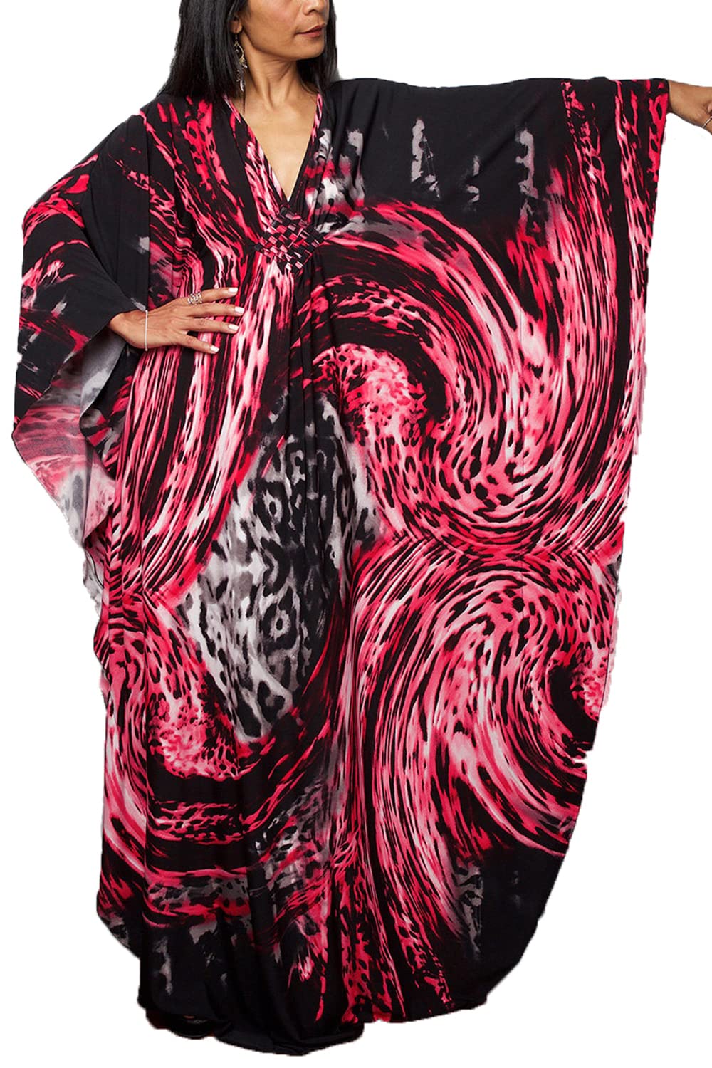 L-Peach Kaftan Kimono Ropa de Dormir Vestido de Playa Cover Ups Sarong para Mujer